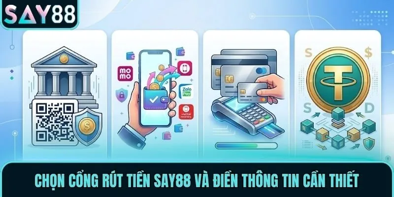 Rút Tiền Say88 - 3 Thao Tác Nhận Lợi Nhuận An Toàn, Siêu Tốc 2 Chọn cổng rút tiền Say88 và điền thông tin cần thiết