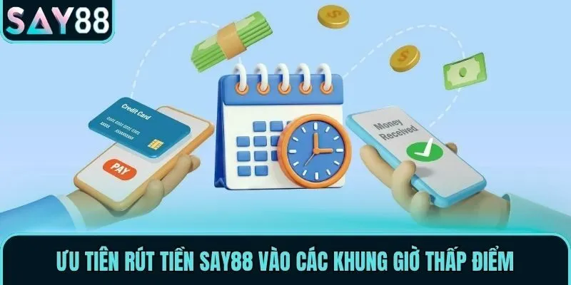 Rút Tiền Say88 - 3 Thao Tác Nhận Lợi Nhuận An Toàn, Siêu Tốc 3 Ưu tiên rút tiền Say88 vào các khung giờ thấp điểm